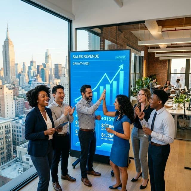 Business Growth — Team celebrating SEO success