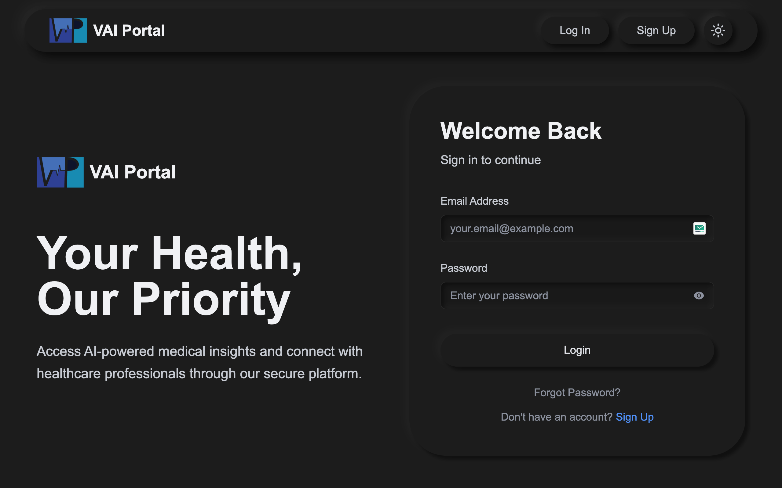 VAI Portal - Healthcare technology solution showcase